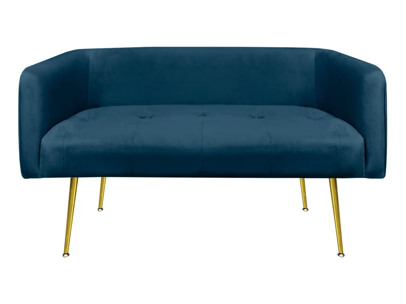 Divano in Velluto Gambe In Acciaio Color Oro Divanetto 2 Persone 126x49x57 cm Il Gruppone