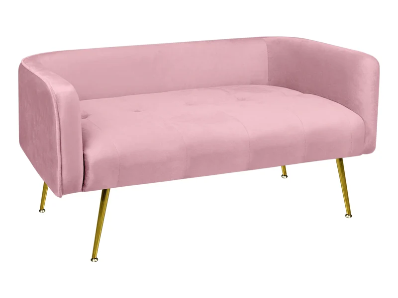 Divano in Velluto Gambe In Acciaio Color Oro Divanetto 2 Persone 126x49x57 cm Il Gruppone
