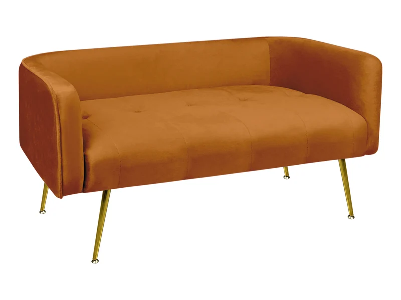 Divano in Velluto Gambe In Acciaio Color Oro Divanetto 2 Persone 126x49x57 cm Il Gruppone