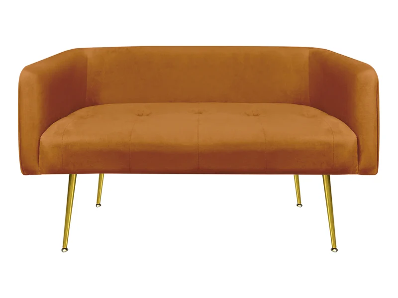 Divano in Velluto Gambe In Acciaio Color Oro Divanetto 2 Persone 126x49x57 cm Il Gruppone
