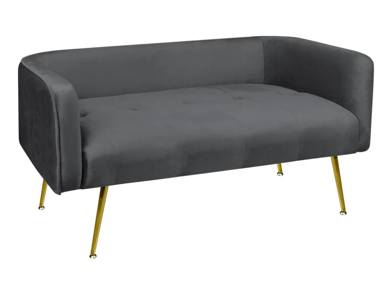 Divano in Velluto Gambe In Acciaio Color Oro Divanetto 2 Persone 126x49x57 cm Il Gruppone