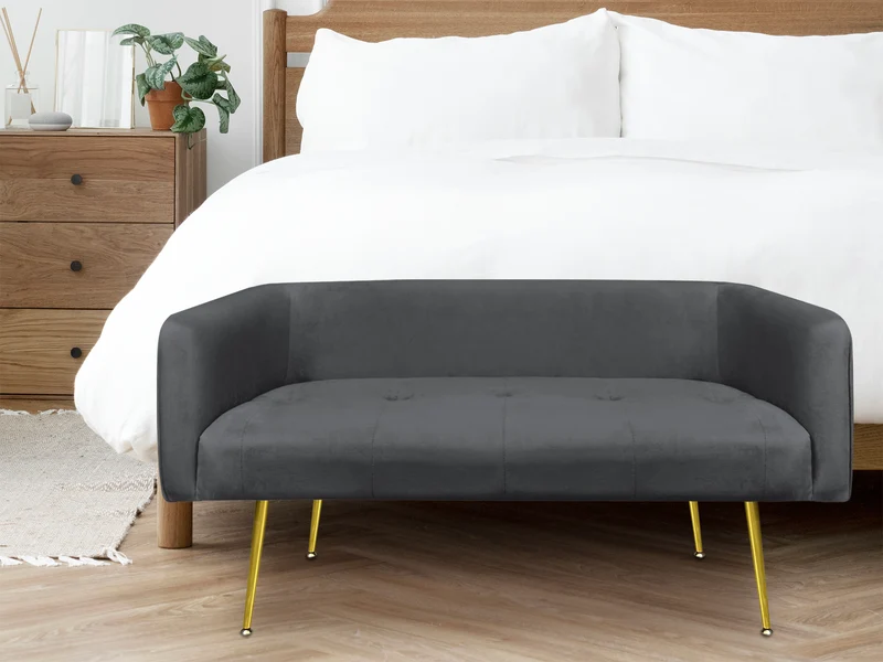 Divano in Velluto Gambe In Acciaio Color Oro Divanetto 2 Persone 126x49x57 cm Il Gruppone