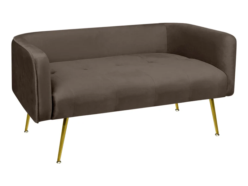 Divano in Velluto Gambe In Acciaio Color Oro Divanetto 2 Persone 126x49x57 cm Il Gruppone