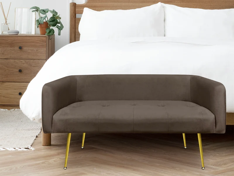 Divano in Velluto Gambe In Acciaio Color Oro Divanetto 2 Persone 126x49x57 cm Il Gruppone
