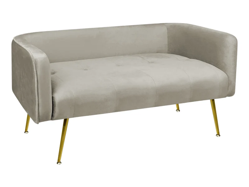 Divano in Velluto Gambe In Acciaio Color Oro Divanetto 2 Persone 126x49x57 cm Il Gruppone