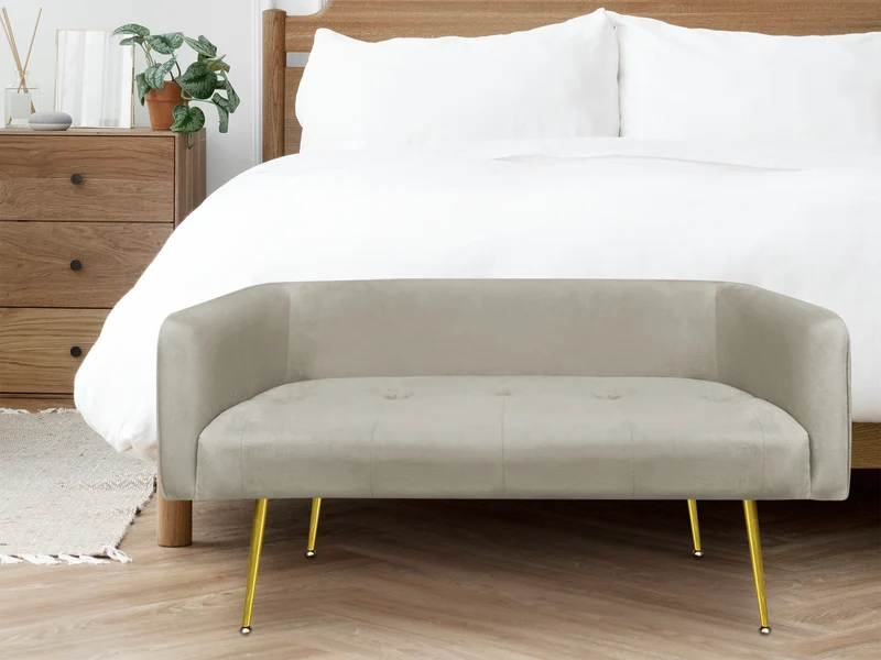 Divano in Velluto Gambe In Acciaio Color Oro Divanetto 2 Persone 126x49x57 cm Il Gruppone