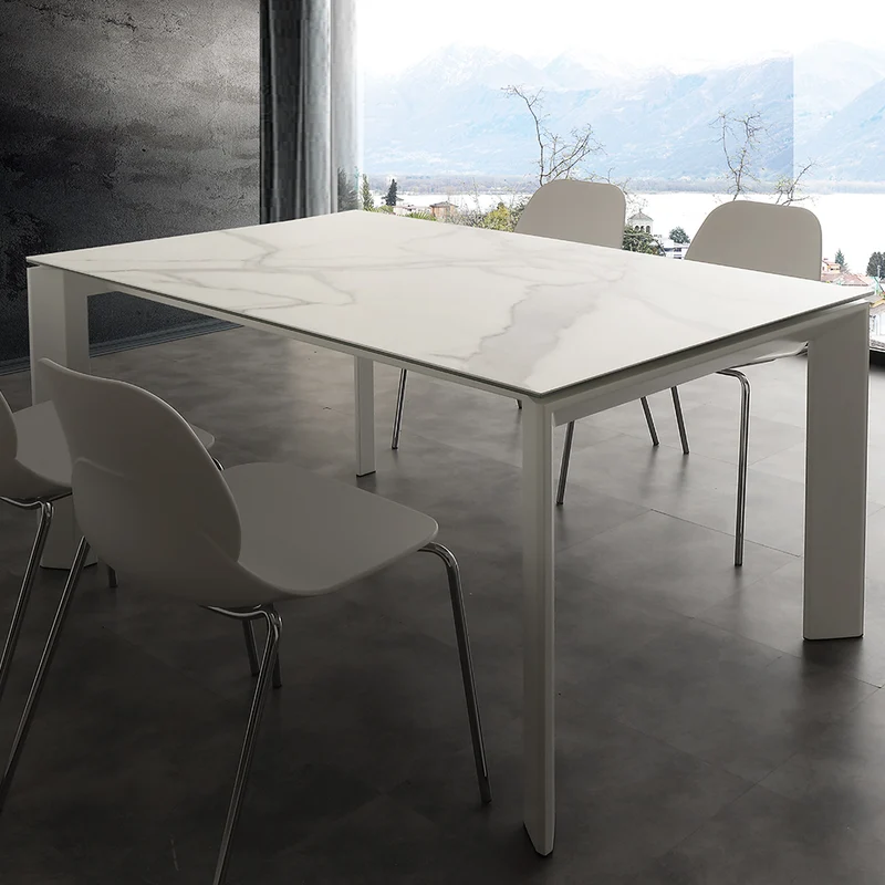 Ceramique - Tavolo moderno allungabile con piano in vetro ceramica cm 140/200x90x76h - vari colori