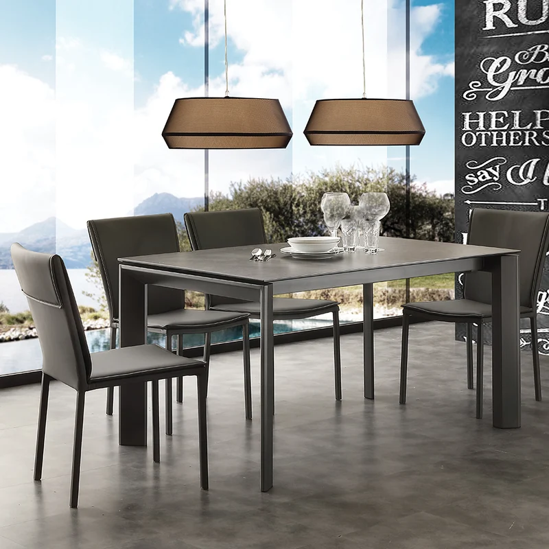 Ceramique - Tavolo moderno allungabile con piano in vetro ceramica cm 140/200x90x76h - vari colori