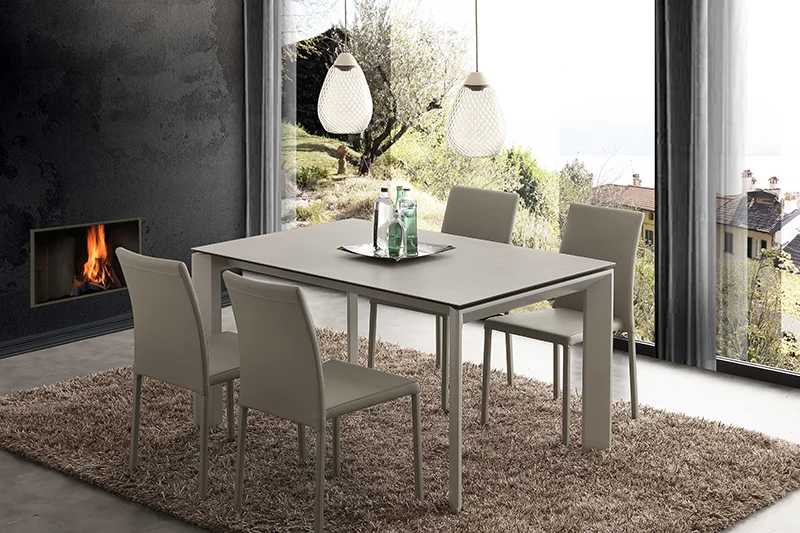 Ceramique - Tavolo moderno allungabile con piano in vetro ceramica cm 140/200x90x76h - vari colori