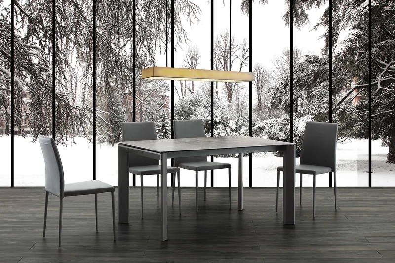 Ceramique - Tavolo moderno allungabile con piano in vetro ceramica cm 140/200x90x76h - vari colori