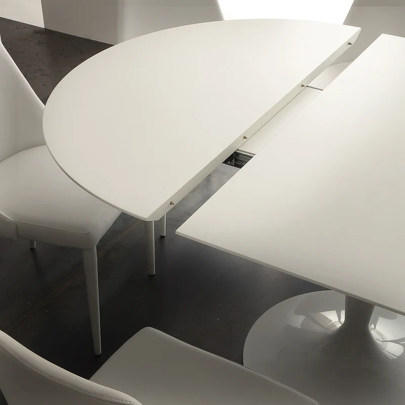 Island - Tavolo rotondo allungabile piano al quarzo e gamba centrale cm 120/170x77h - vari colori
