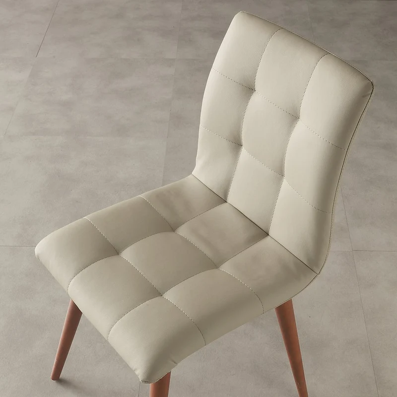 Finland - Set da 4 Sedia moderna da salotto imbottita in ecopelle e gambe faggio massello - vari colori