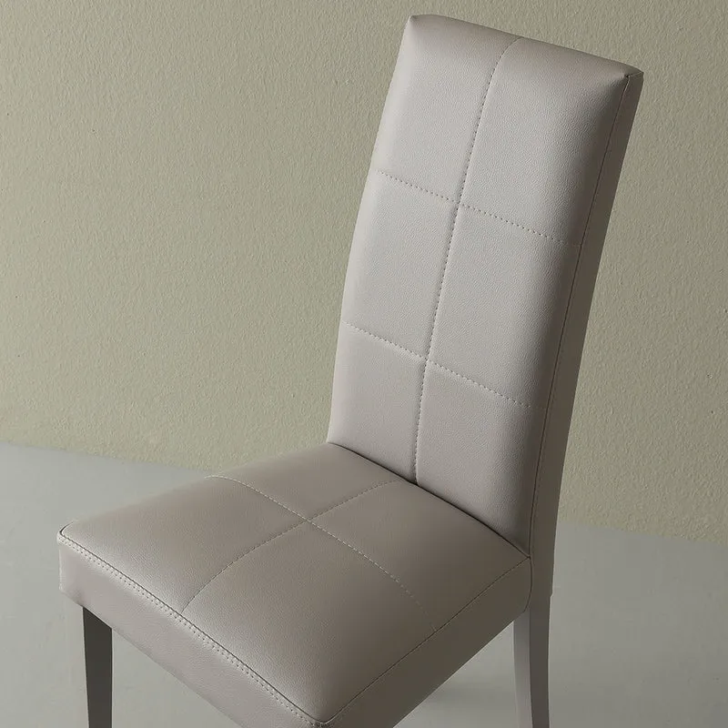 Set da 2 Sedia moderna in ecopelle grigio ghiaccio schienale alto