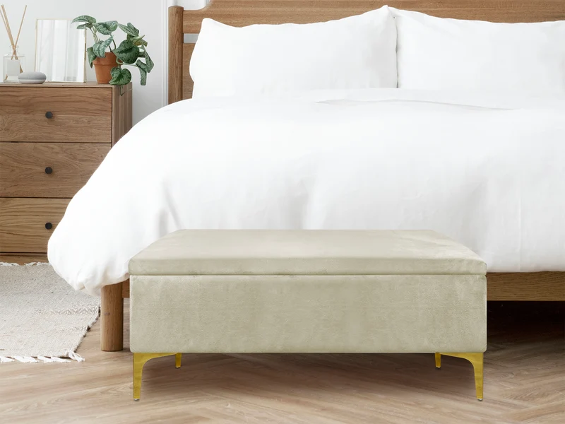 Pouf Panca Imbottita Divanetto In Velluto Contenitore Porta Oggetti Panca Sgabello il Gruppone