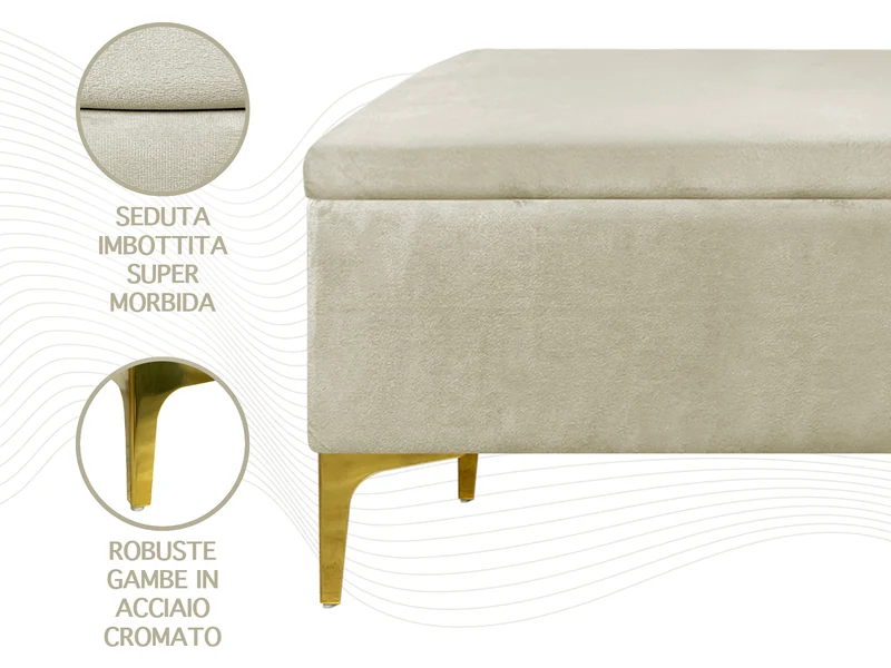Pouf Panca Imbottita Divanetto In Velluto Contenitore Porta Oggetti Panca Sgabello il Gruppone