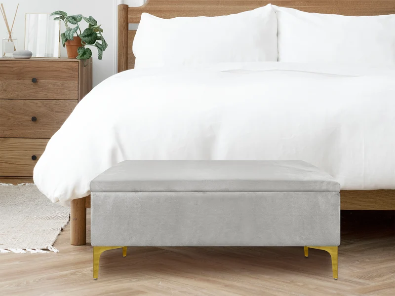 Pouf Panca Imbottita Divanetto In Velluto Contenitore Porta Oggetti Panca Sgabello il Gruppone