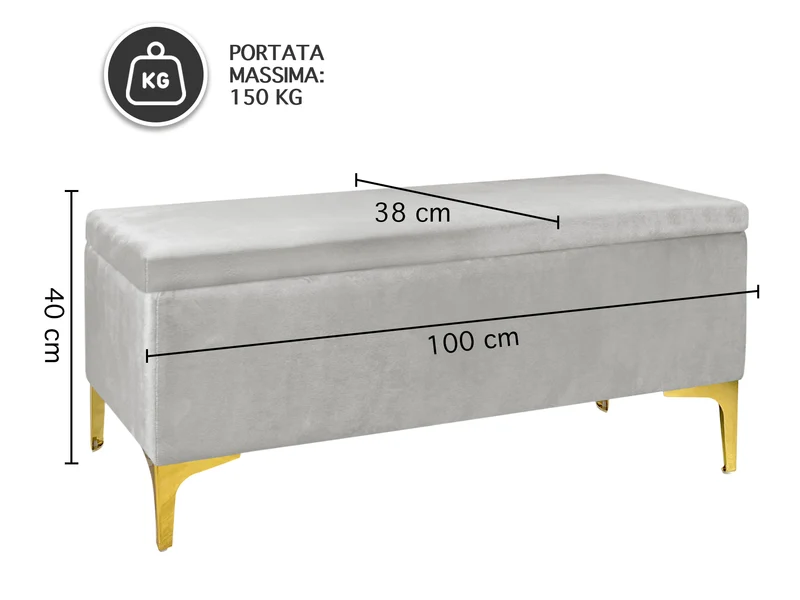 Pouf Panca Imbottita Divanetto In Velluto Contenitore Porta Oggetti Panca Sgabello il Gruppone