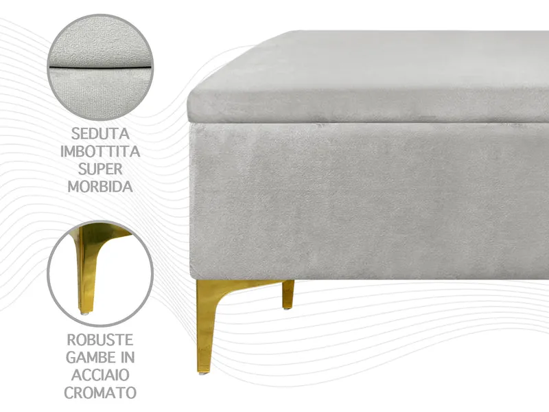 Pouf Panca Imbottita Divanetto In Velluto Contenitore Porta Oggetti Panca Sgabello il Gruppone