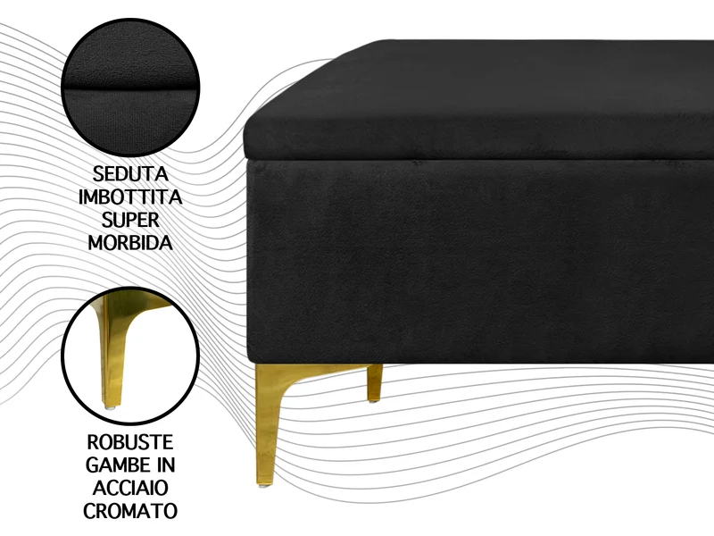 Pouf Panca Imbottita Divanetto In Velluto Contenitore Porta Oggetti Panca Sgabello il Gruppone