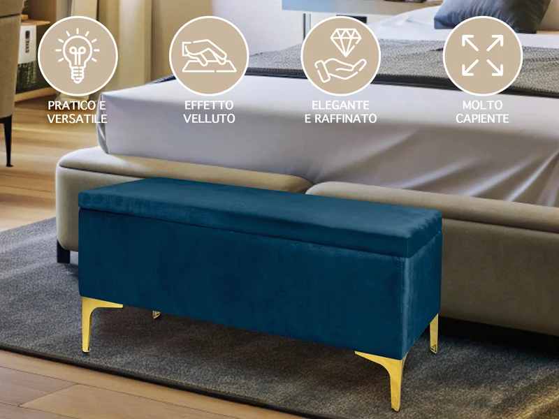 Pouf Panca Imbottita Divanetto In Velluto Contenitore Porta Oggetti Panca Sgabello il Gruppone