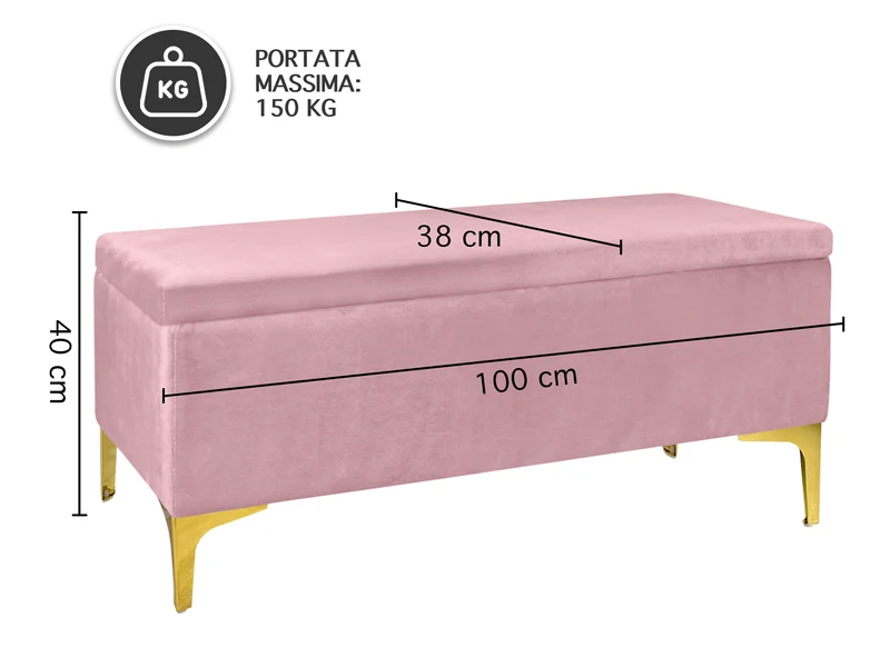 Pouf Panca Imbottita Divanetto In Velluto Contenitore Porta Oggetti Panca Sgabello il Gruppone