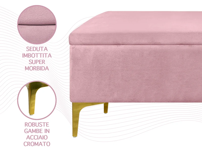 Pouf Panca Imbottita Divanetto In Velluto Contenitore Porta Oggetti Panca Sgabello il Gruppone