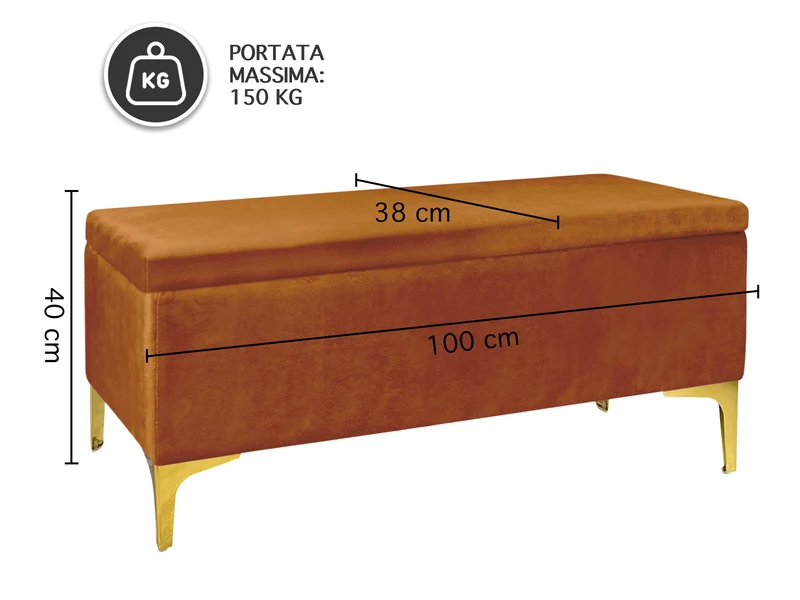 Pouf Panca Imbottita Divanetto In Velluto Contenitore Porta Oggetti Panca Sgabello il Gruppone