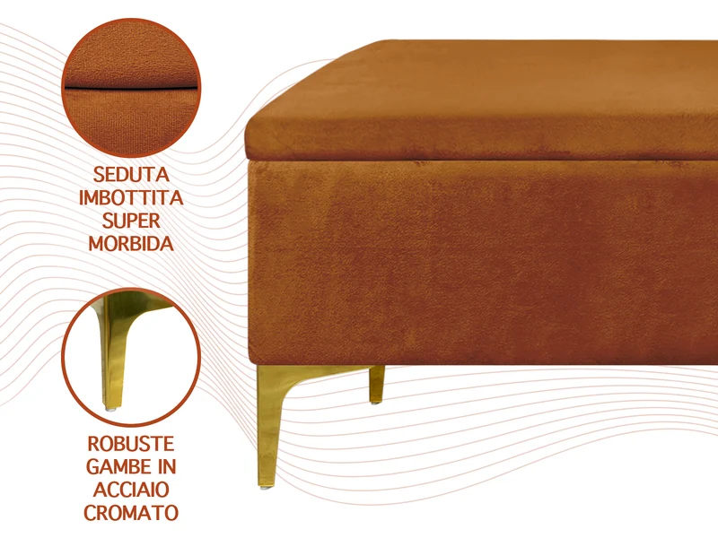 Pouf Panca Imbottita Divanetto In Velluto Contenitore Porta Oggetti Panca Sgabello il Gruppone
