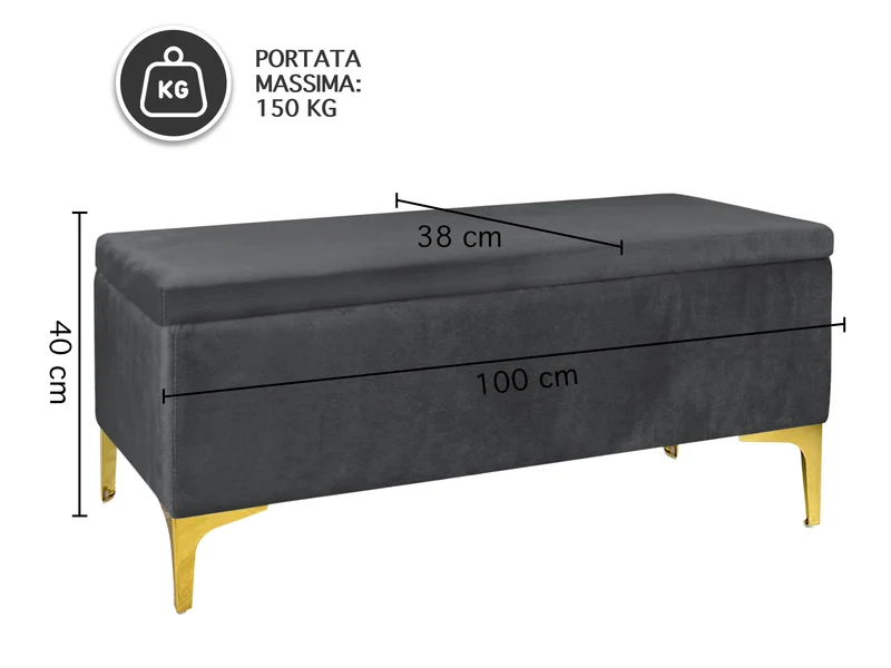 Pouf Panca Imbottita Divanetto In Velluto Contenitore Porta Oggetti Panca Sgabello il Gruppone