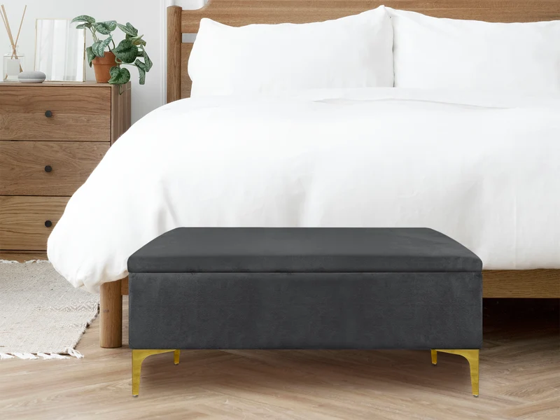 Pouf Panca Imbottita Divanetto In Velluto Contenitore Porta Oggetti Panca Sgabello il Gruppone
