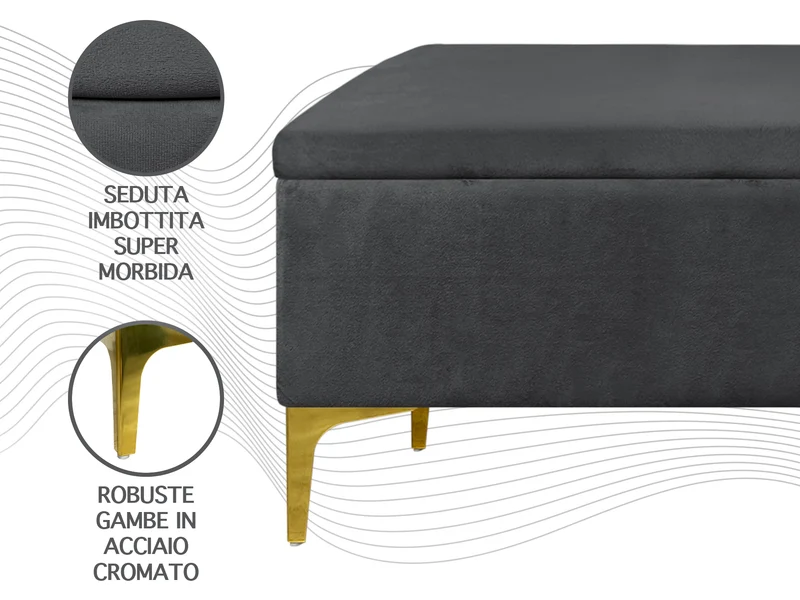 Pouf Panca Imbottita Divanetto In Velluto Contenitore Porta Oggetti Panca Sgabello il Gruppone