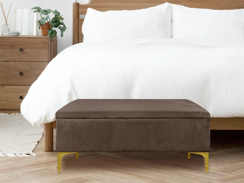 Pouf Panca Imbottita Divanetto In Velluto Contenitore Porta Oggetti Panca Sgabello il Gruppone