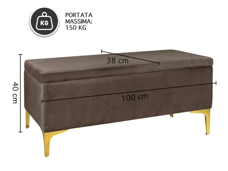 Pouf Panca Imbottita Divanetto In Velluto Contenitore Porta Oggetti Panca Sgabello il Gruppone