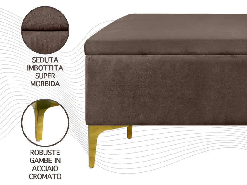 Pouf Panca Imbottita Divanetto In Velluto Contenitore Porta Oggetti Panca Sgabello il Gruppone