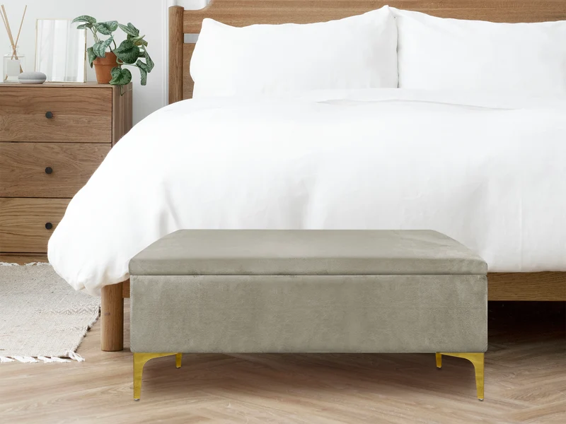 Pouf Panca Imbottita Divanetto In Velluto Contenitore Porta Oggetti Panca Sgabello il Gruppone
