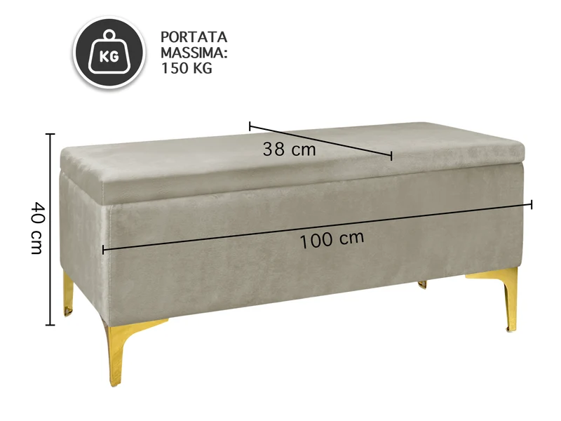 Pouf Panca Imbottita Divanetto In Velluto Contenitore Porta Oggetti Panca Sgabello il Gruppone