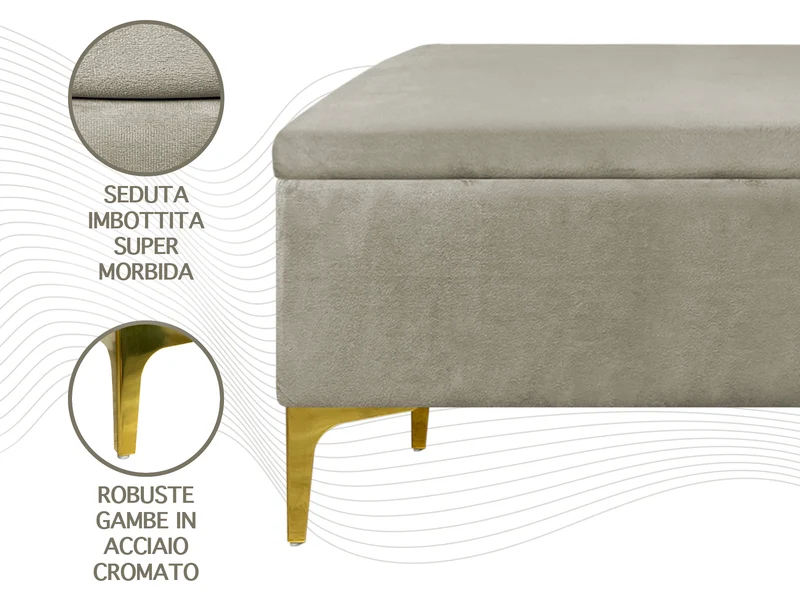 Pouf Panca Imbottita Divanetto In Velluto Contenitore Porta Oggetti Panca Sgabello il Gruppone