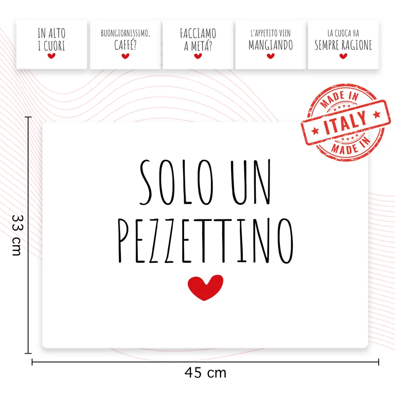 Set 6 Tovagliette Americane in Vinile con Scritte Simpatiche Antiscivolo Made in Italy Il Gruppone