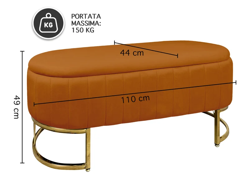 Panca Imbottita Divanetto In Velluto Contenitore Porta Oggetti Il Gruppone