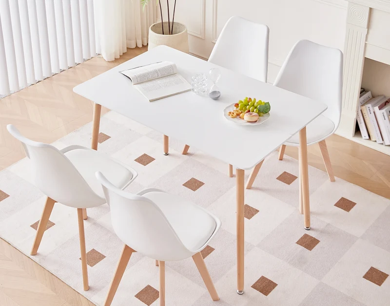 Tavolo Bianco Rettangolare Cucina 80x120xH75 Cm In Mdf Design Scandinavo 4/6 Persone Il Gruppone