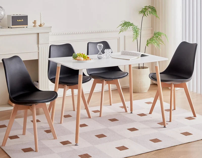 Tavolo Bianco Rettangolare Cucina 80x120xH75 Cm In Mdf Design Scandinavo 4/6 Persone Il Gruppone