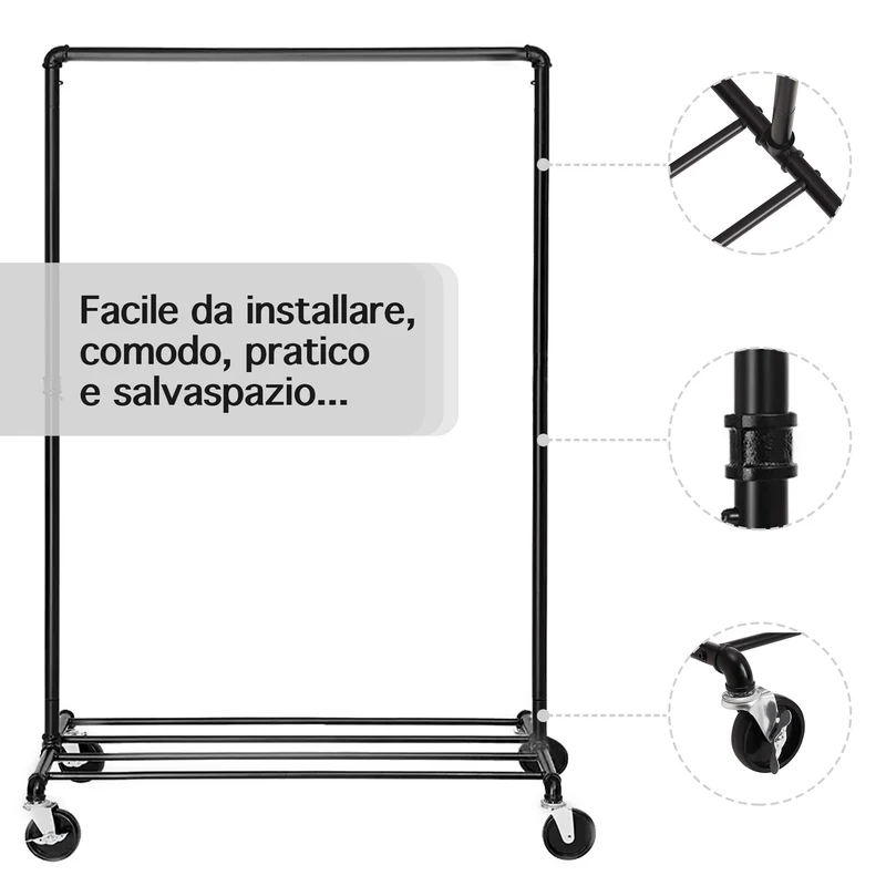 Appendiabiti In Metallo Attaccapanni Con Ruote Portata 90 Kg Il Gruppone