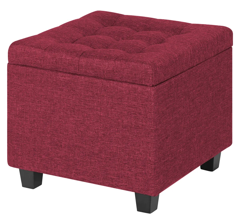 Pouf Poggiapiedi Cubico XXL Con Contenitore Integrato Cubo Imbottito Lino 45Cm Il Gruppone