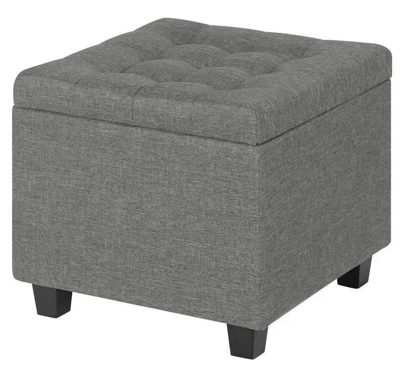 Pouf Poggiapiedi Cubico XXL Con Contenitore Integrato Cubo Imbottito Lino 45Cm Il Gruppone