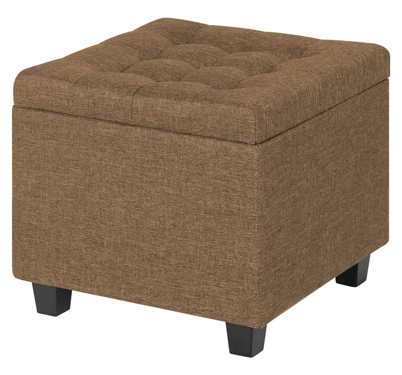 Pouf Poggiapiedi Cubico XXL Con Contenitore Integrato Cubo Imbottito Lino 45Cm Il Gruppone