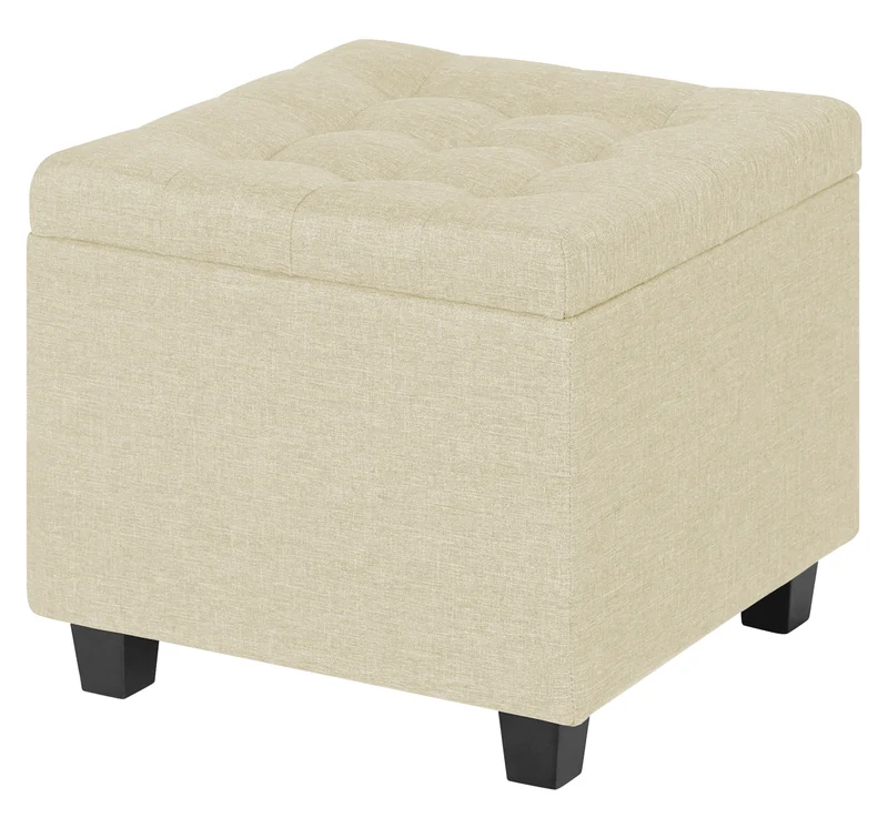 Pouf Poggiapiedi Cubico XXL Con Contenitore Integrato Cubo Imbottito Lino 45Cm Il Gruppone