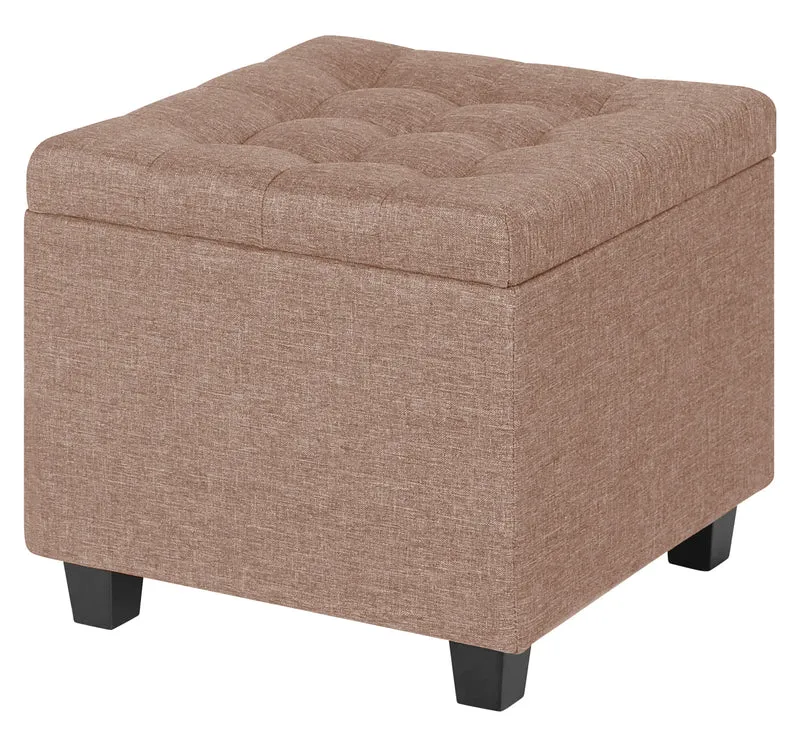 Pouf Poggiapiedi Cubico XXL Con Contenitore Integrato Cubo Imbottito Lino 45Cm Il Gruppone