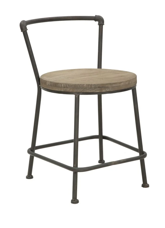 Sedia stile industrial con seduta in legno struttura in ferro cm 43x48x68h