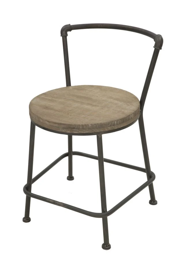 Sedia stile industrial con seduta in legno struttura in ferro cm 43x48x68h