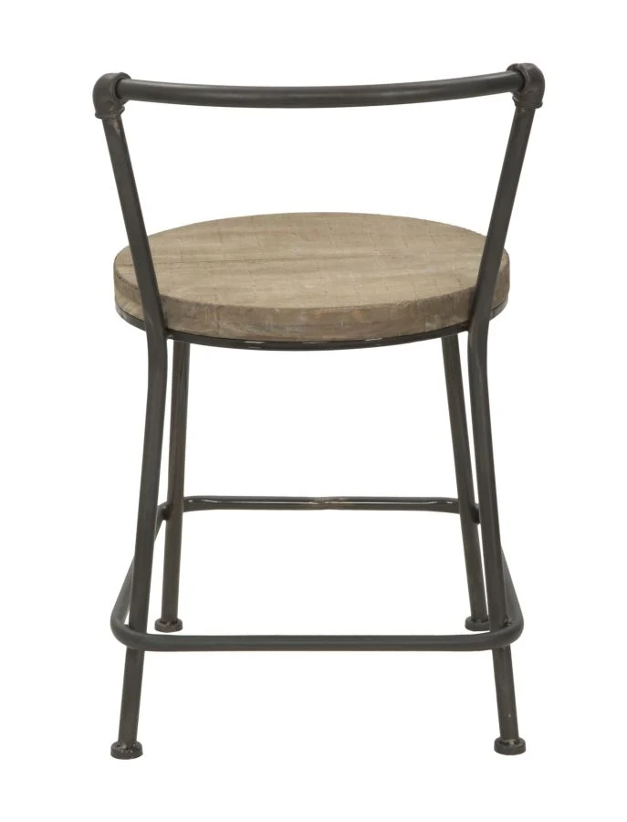 Sedia stile industrial con seduta in legno struttura in ferro cm 43x48x68h
